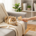 FurVeylo Pet Grooming Comb being used to groom a fluffy cat