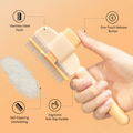 FurVeylo Pet Grooming Comb feature callout infographic on peach gradient